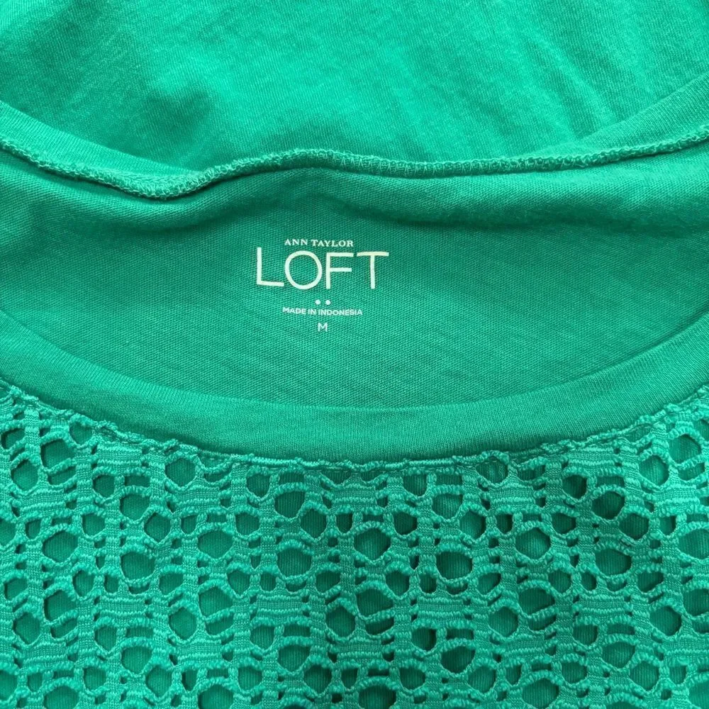 Ann Taylor LOFT Green Sleeveless Lace Tank Top – Size M